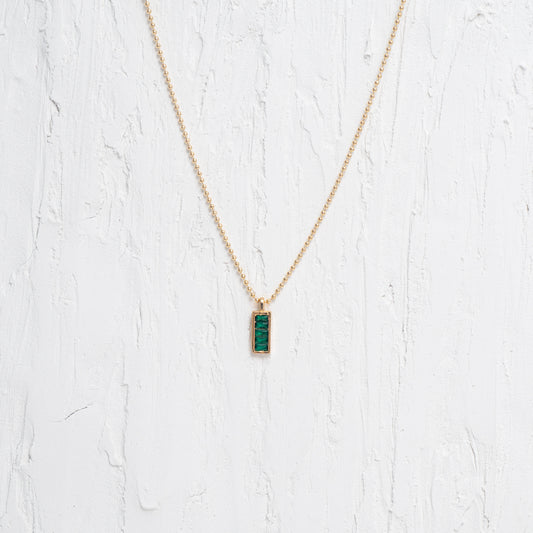 Emerald Green Pill Bar Charm Necklace