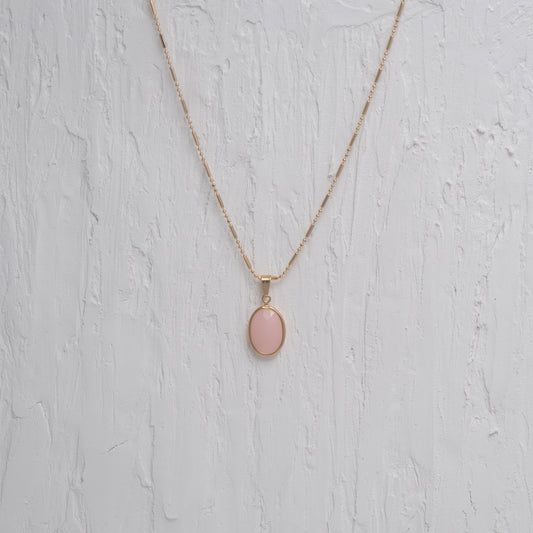Pink Oval Charm Necklace