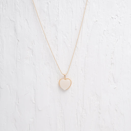 Pearl White Heart Charm Necklace