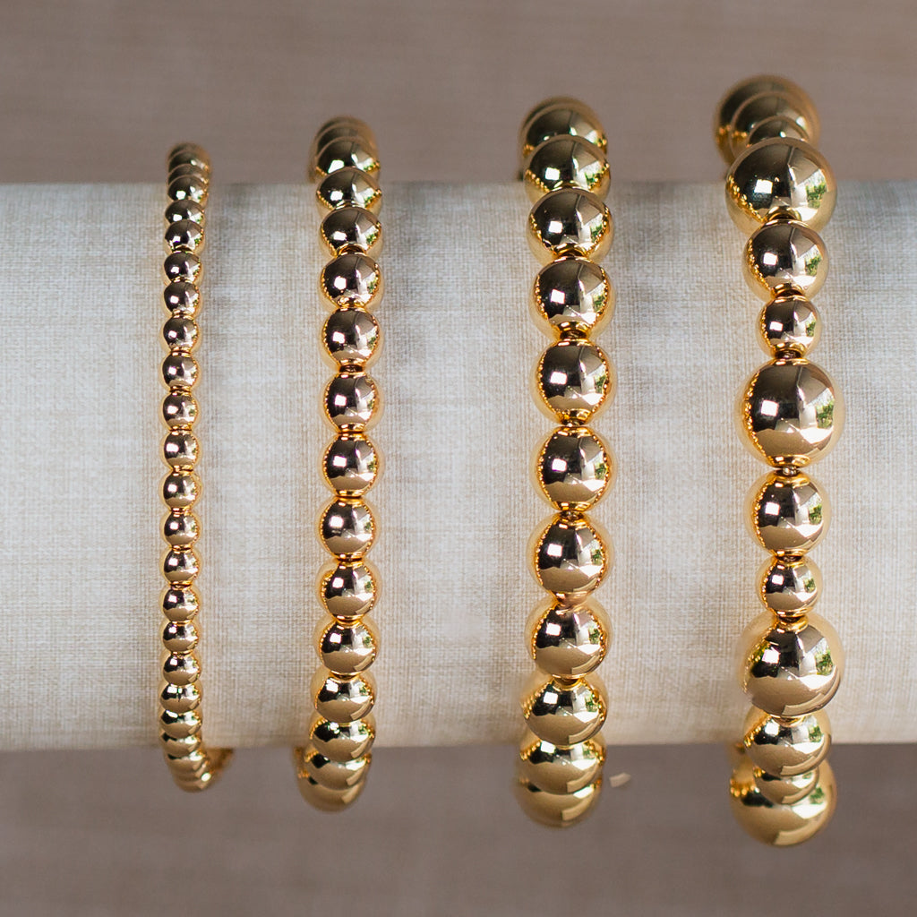 Gold Bead Ball Adjustable Bracelet - 10/8/6mm