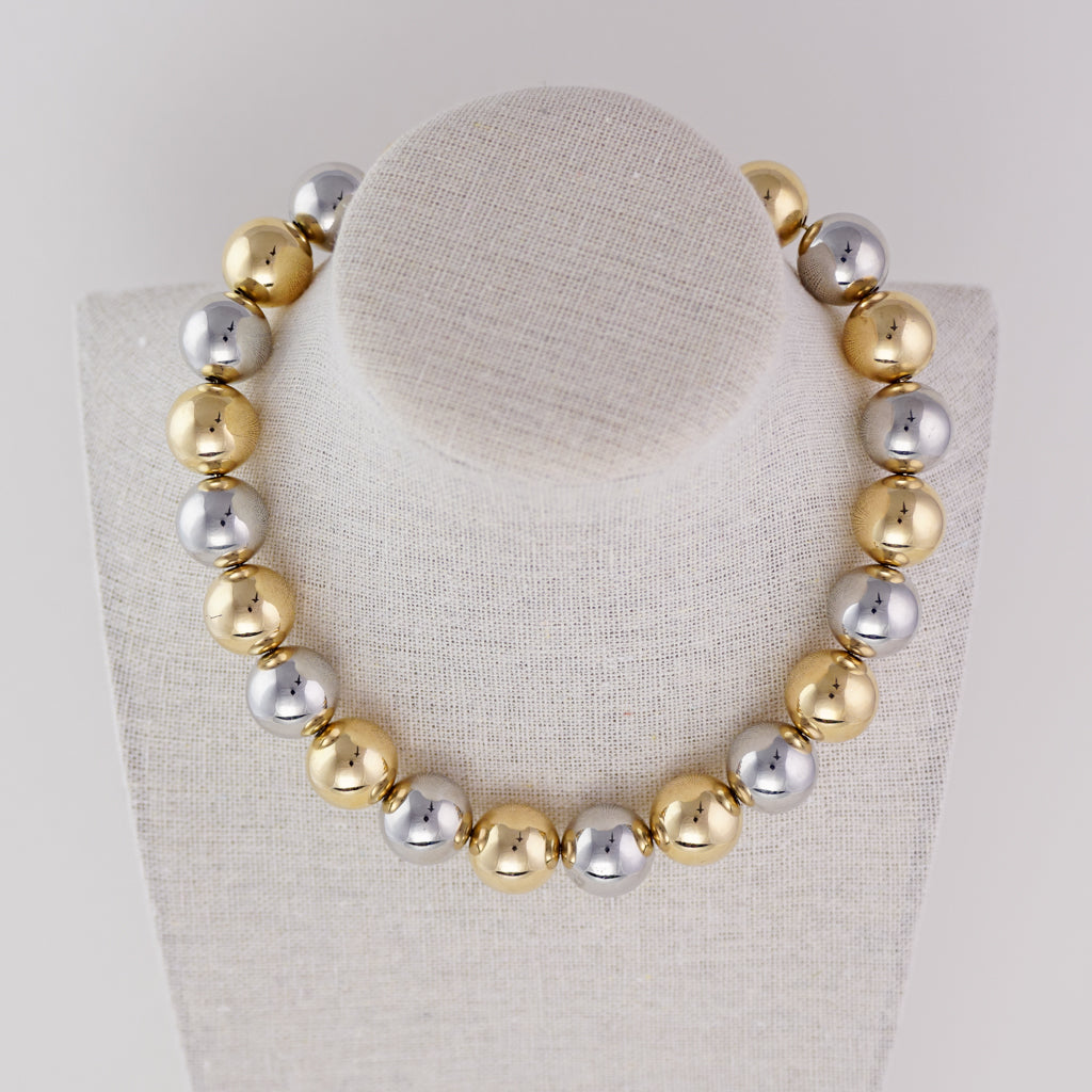 Gold Beaded Necklace - 16mm