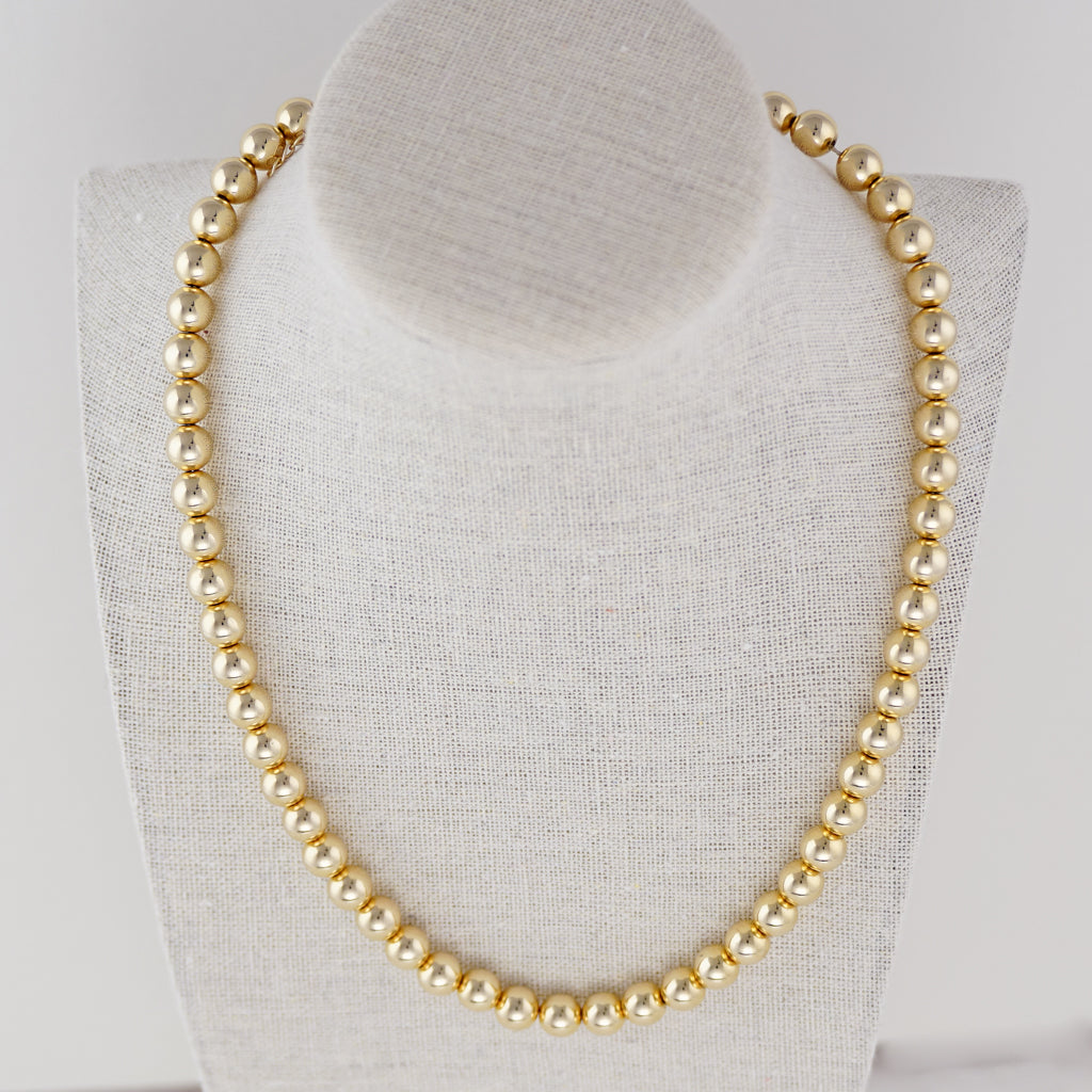 Gold Beaded Necklace - 7.8mm