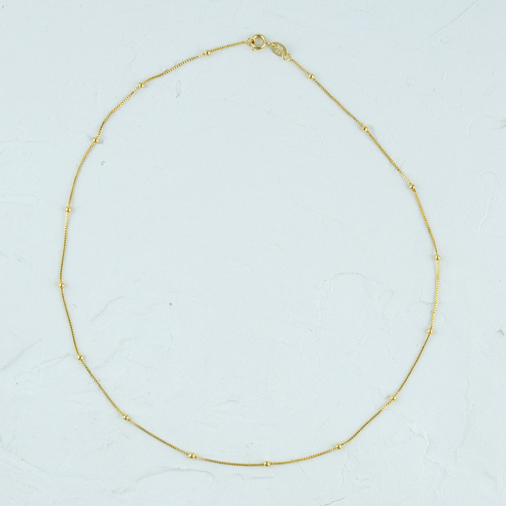 Gold Beads Box Link Chain- 2.5mm