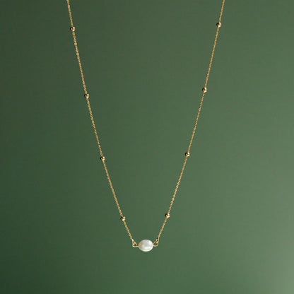 Gold Beaded Fresh Water Pearl Necklace