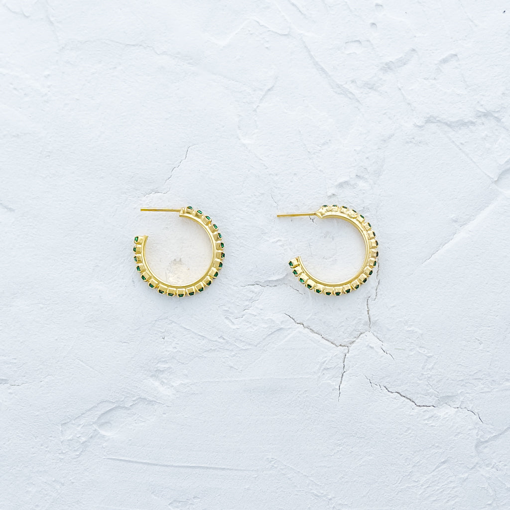 Emerald Green Open Hoop Earrings